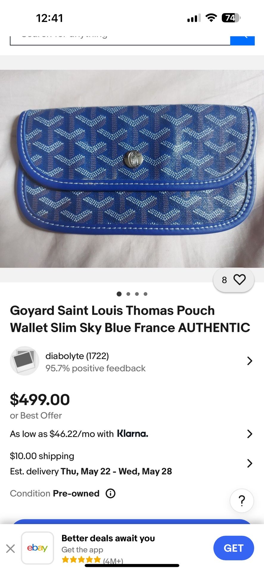 Goyard Authentic Blue Barely Used