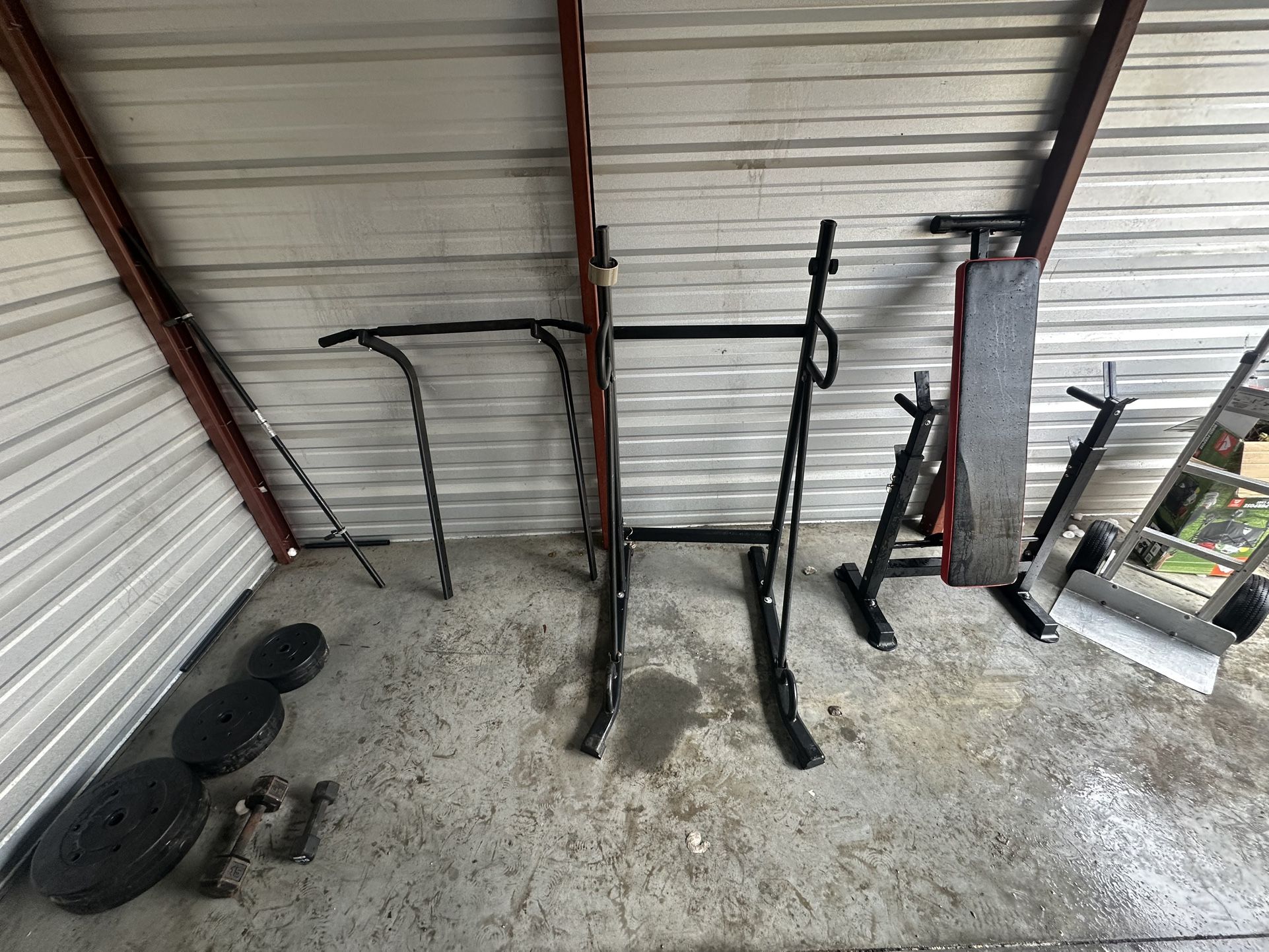 Weight Bench, 2 Piece Pull Up Bar Set, Weights, Bar All Included