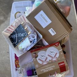 Bin Of Party Supplies 