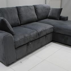 NEW DARK GREY CORDUROY SOFA BED 