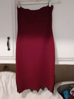 Burgundy strapless dress
