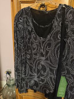 Blu Sage Black Silver Glitter Blouse
