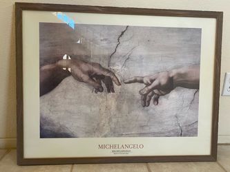 Michelangelo Hands of God and Adam Framed Poster