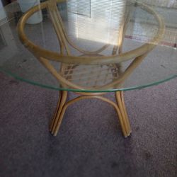Glass Rattan Table