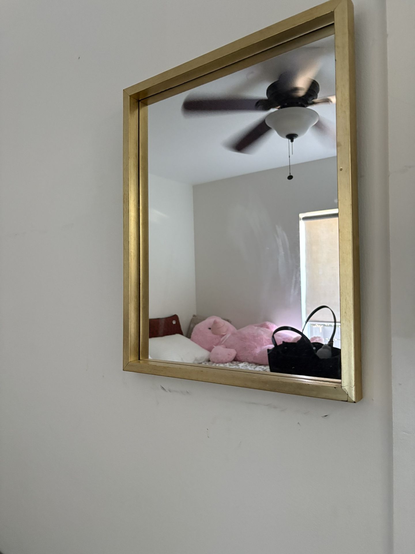 Grey & Gold Desk With Drawer & Mirror