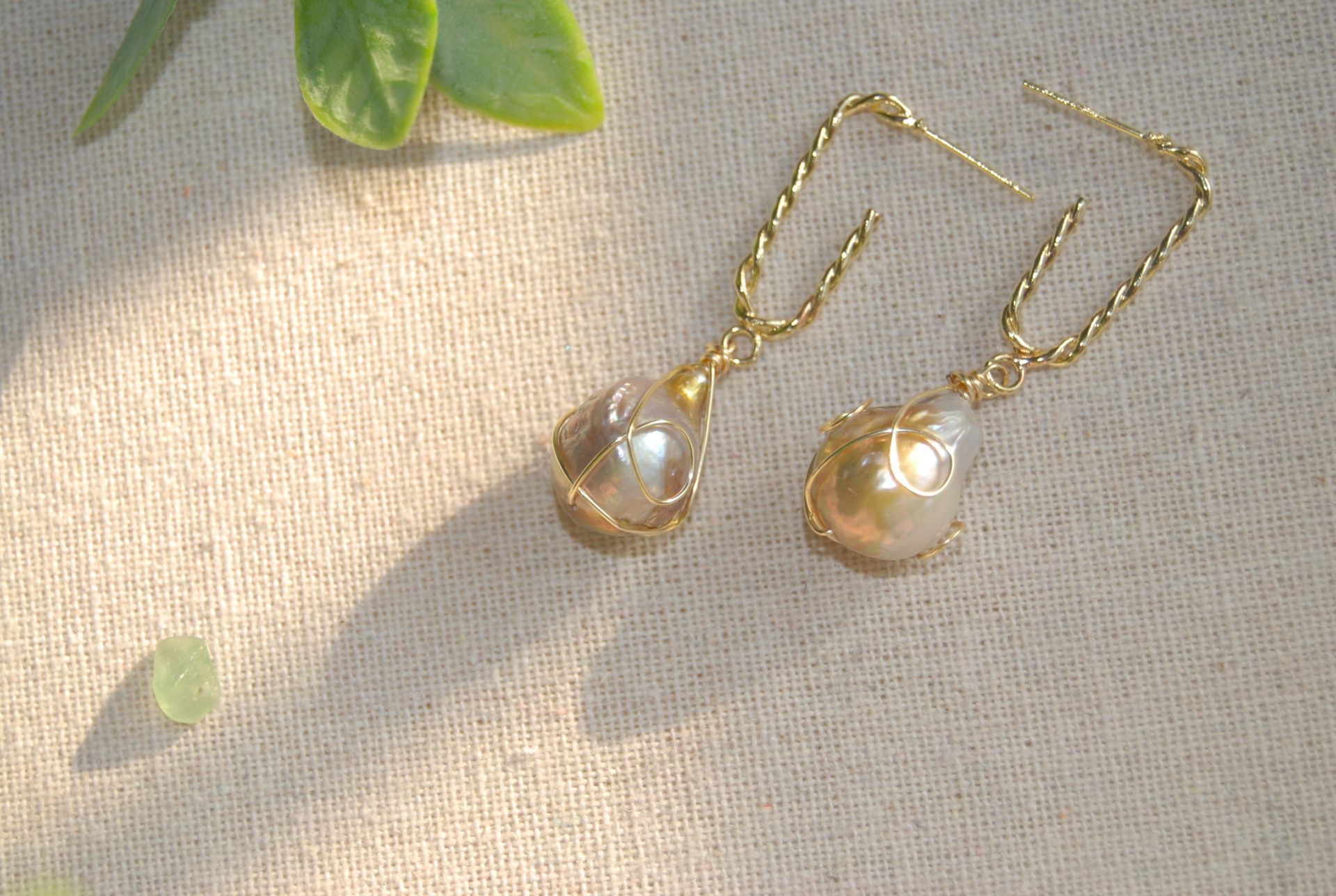 Handmade freshwater baroque pearl earrings