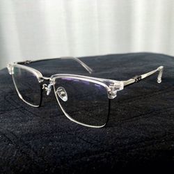 Chrome Glasses Hearts Anti Blue Light Silver Gold Black Eyewear Clear Acrylic Metal Plastic 