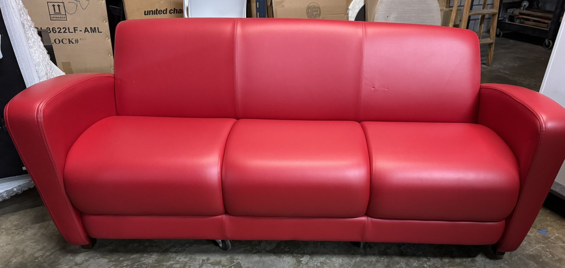 Red Leather Sofa - In “Like new” Condition