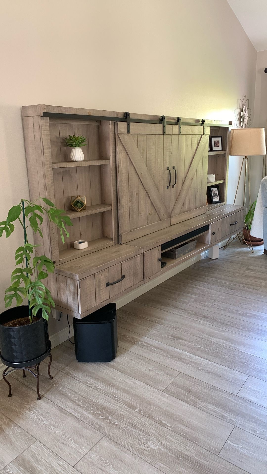 Farmhouse Style Floating Entertainment Center