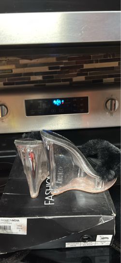 Fashion Nova Iris Clear Wedge Mules Size 9