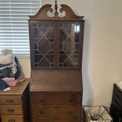 Vintage Antique Secretary Desk - Solid Wood