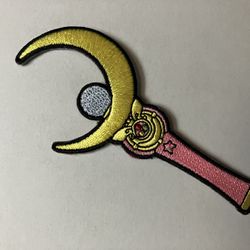 Sailor Moon Crescent Moon Wand Patch Moon Stick Embroidered Iron
