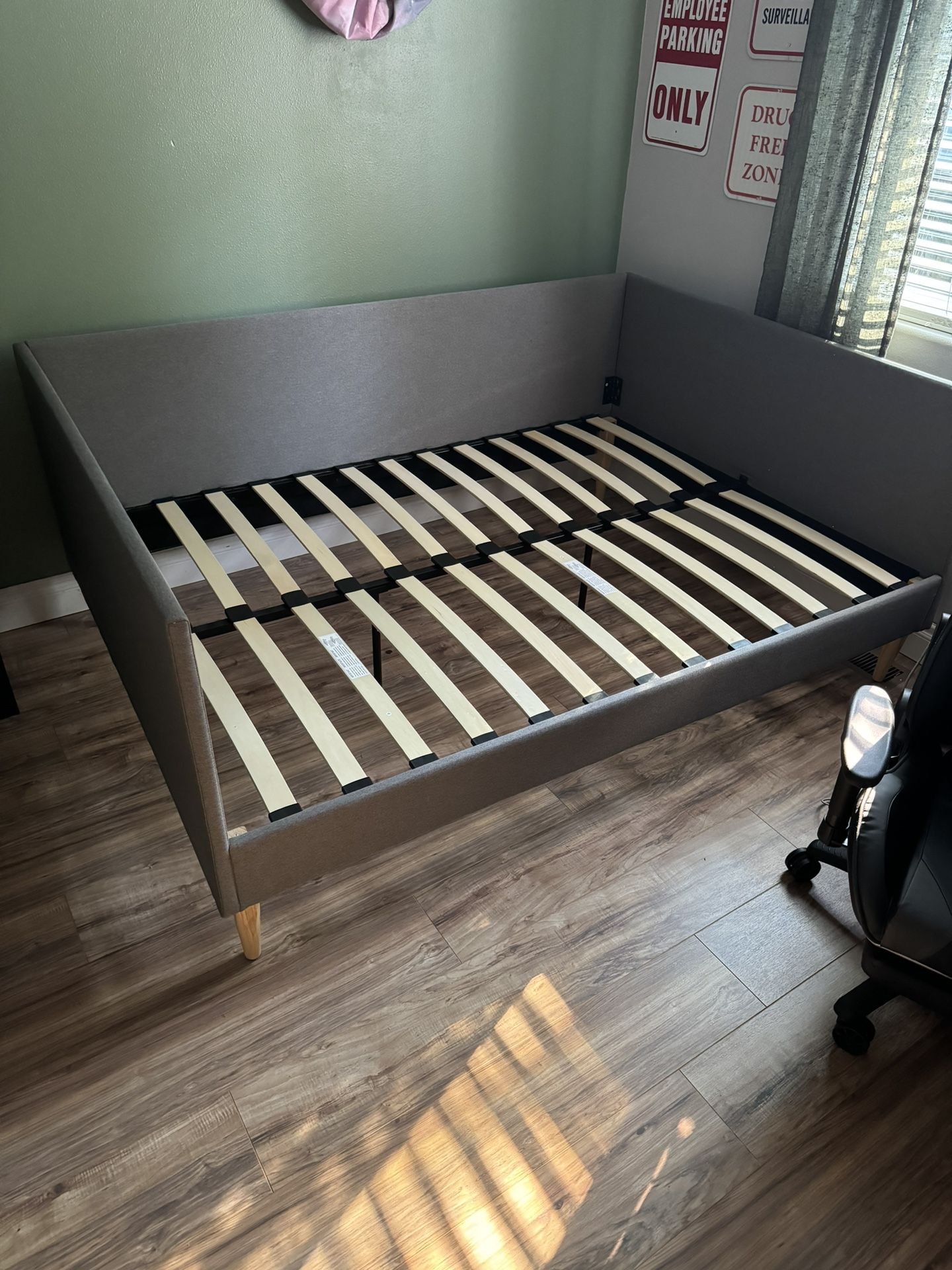 Grey Full Bed Frame with Mattress