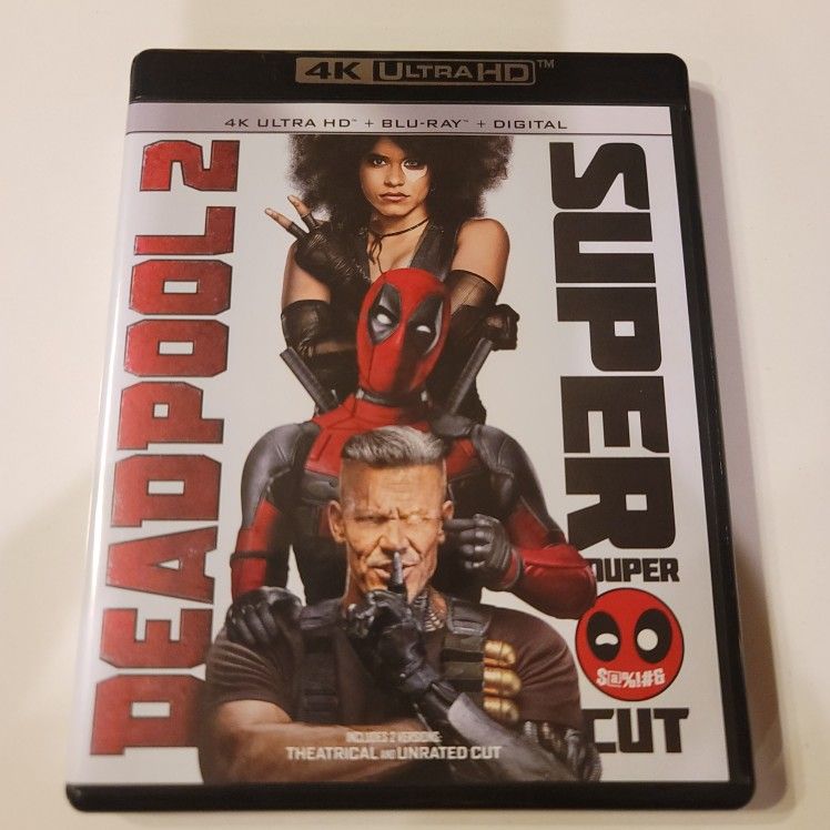 $ 8 4K / BLURAY  COMBO MOVIE. DEADPOOL 2. 4K/BLU RAY ONLY. NO DIGITAL. $8. OR TRADE FOR A MOVIE TITLE I DO NOT ALREADY OWN.