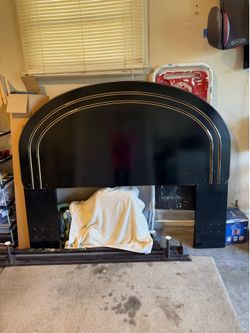 Queen mattress and box springs, bed frame with headboard and nightstand.