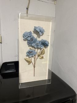 Blue Flower Art - Tempered Glass 