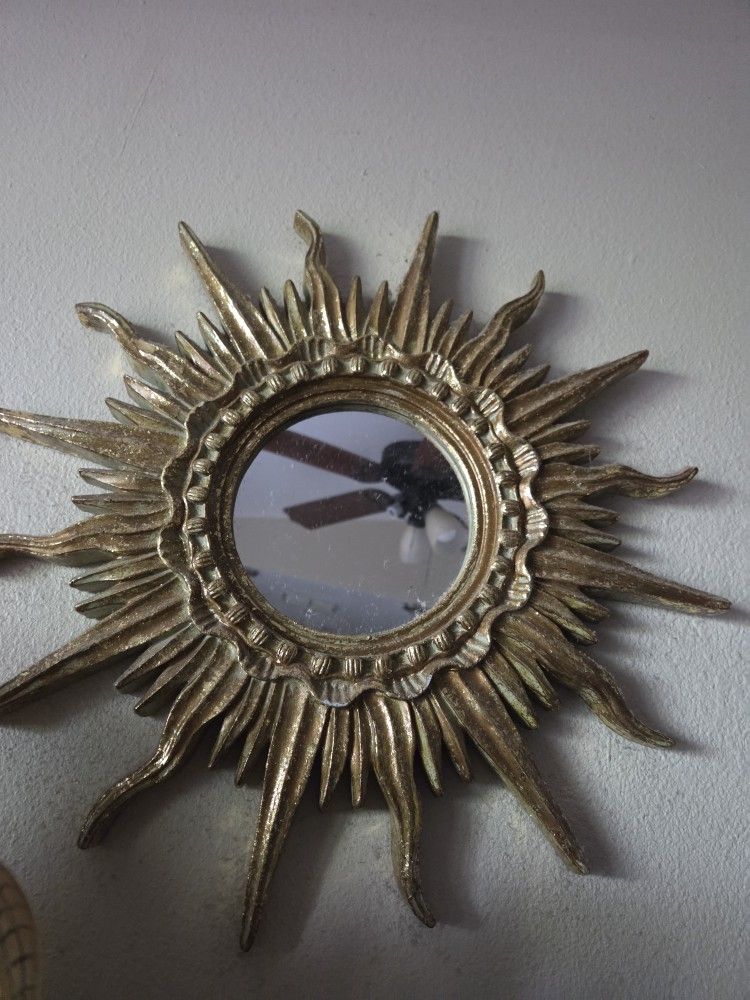 Gold Filmed Sun Mirror About 14 Inches