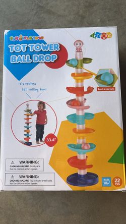FUN LITTLE TOYS Ball Drop Toys for Toddler 1-3, 9 Layer Roll Swirling Ball Tower with 3 Balls, Ball Run Ramp for Baby Learning Development Educational