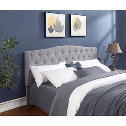 EASTERN KING  BED HEADBOARD ONLY LIGHT GRAY LINEN CAMA CABEZERA