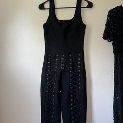 Black Goth Gothic Grunge Punk Lace Up Shapewear Jumpsuit Sexy Size Medium  Thick Heavy Material Padded Very Well Made  Dominatryx Bondage Kinky domina