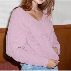 Love J Mauve Pullover Sweater Cropped Criss-cross Knotted Back Size M
