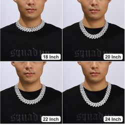 Cuban Link Chain with Moissanite Diamonds, Miami Style,  S925