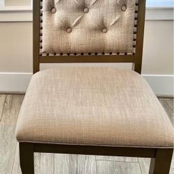 Two Elegant Tufted Dining/Kitchen Chairs – Upholstered with Nailhead Trim