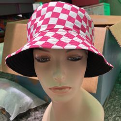 Hot Pink Checkered Bucket Hat
