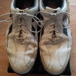 FOOTJOY-white Leather cleated golf shoes