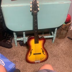 1958-60 EMENEE SUNBRUST TIGER PLASTIC REAL PLAYING GUITAR VERY RARE! 