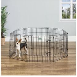 Wire Dog Exercise Pen with Step-Thru Door, Black E-Coat, 24-in