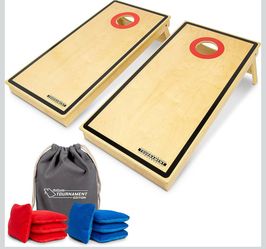 GoSports Tournament Edition Regulation Cornhole Game Set - 4 ft x 2 ft Wood Boards with 8 Dual Sided (Slide and Stop) Bean Bags
