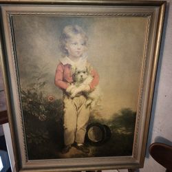 Painting Antique Called Boy With Dog