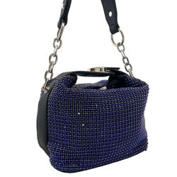 Blue Rhinestone Mini Handbag