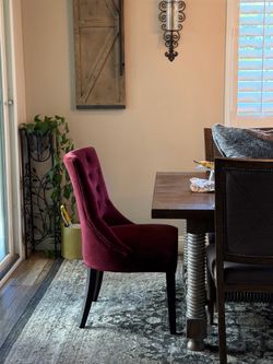 Pottery Barn Tufted Velvet Dining Chairs (2)– Burgundy/Wine
