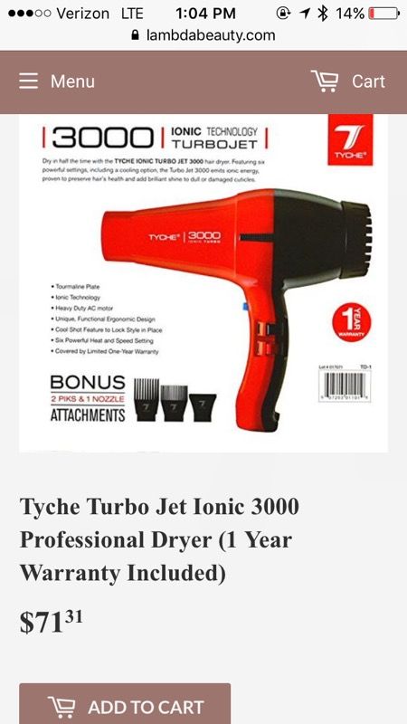 Brand new open box Tyche 3000 Ionic Turbo Hair Dryer