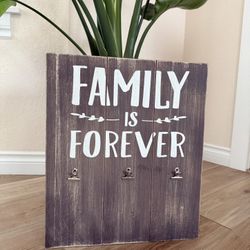 Family is Forever Wall Wood Art, with 3 picture placements in rustic style.