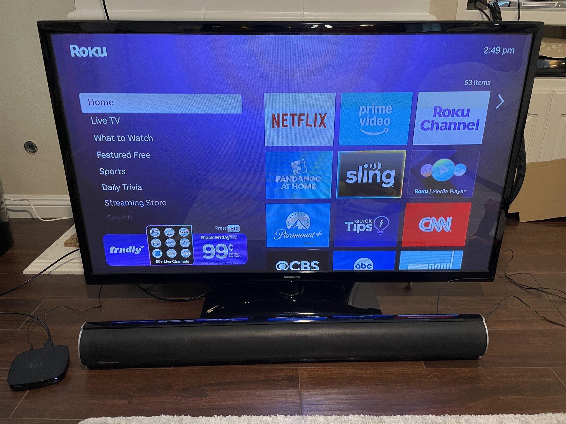 50” TV, Roku, & Soundbar Set