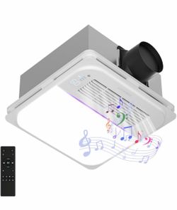 5-IN-1 Bathroom Exhaust Fan With Heater 1600W & 3CCT LED Light & Humidity Sensor, & Bluetooth Speaker, 170 CFM, 6-RGB, 1.5 Sone Quiet Ceiling Bath Fan