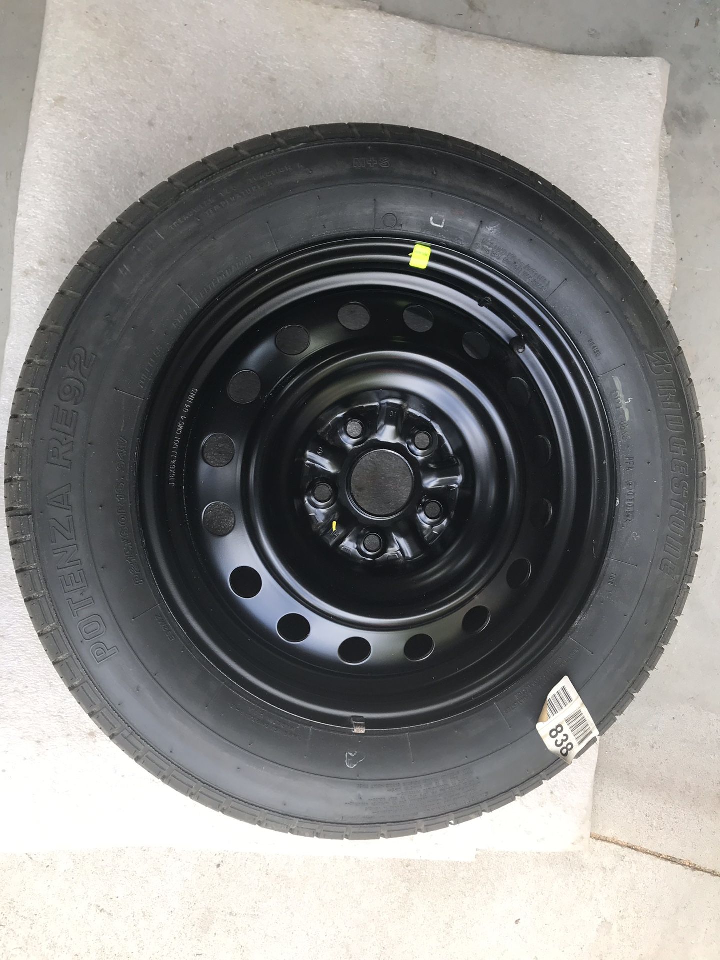 Brand new spare (1) Toyota Camry steel wheel and tire 215 60 16