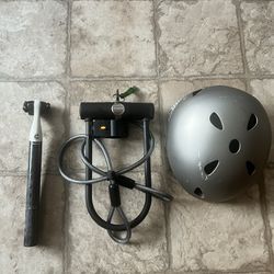 Free Bike lock, helmet, gloves, tire pump