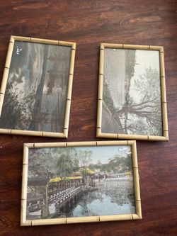 Tiki bamboo frames decor for home or bar