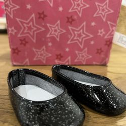 American Girl Doll Sparkly Black Flats