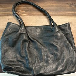 Black Genuine Leather Tote