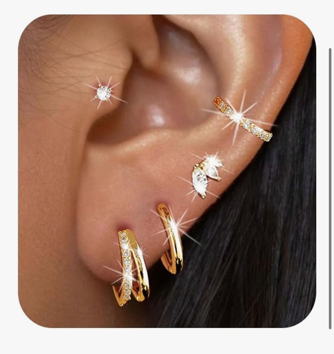 Brand: ALIWOLF 5 Pairs 14K Gold Plated Lightweight Small Gold Hoop Earrings for Women,Hoops Jewelry for Women Thick Dainty Gold Hoops Silver Jewelry H