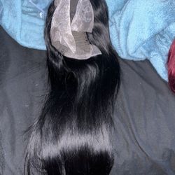 100% Human Hair 28 Inch Straight Wig 