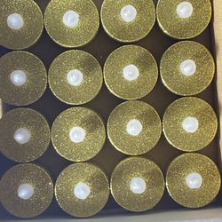 Gold Flameless Tealight Candles with Timer,Glitter Battery Operated Tea Lights for Event, Christmas Decorations,Anniversary,Wedding, Set of 16 for $16