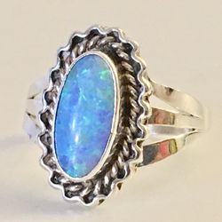 Fire Opal Sterling Silver Ring Vintage Size 6 / 2.8 grams 