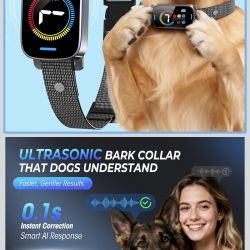 Ultrasonic Bark Collar for Large Medium Small Dogs, Humane Fast & Gentle Anti Bark Collar with Beep & Vibration, Smart Barking Collar with 7 Adjustabl