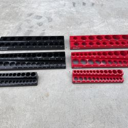Snap On Tools SAE + METRIC Set Of 6 Socket Trays Magnetic Organizer 1/2 3/8 1/4 Drive Also have full sets and singles of these in different colors an